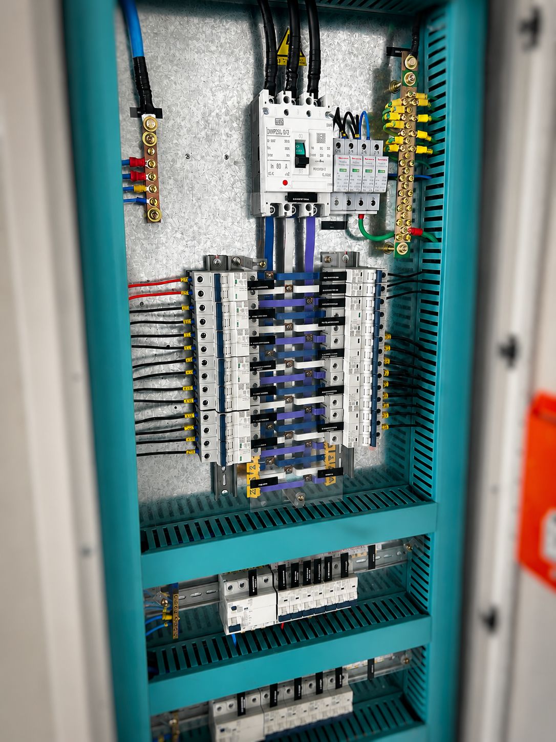 Montagem de quadro elétrico com barramento de cobre